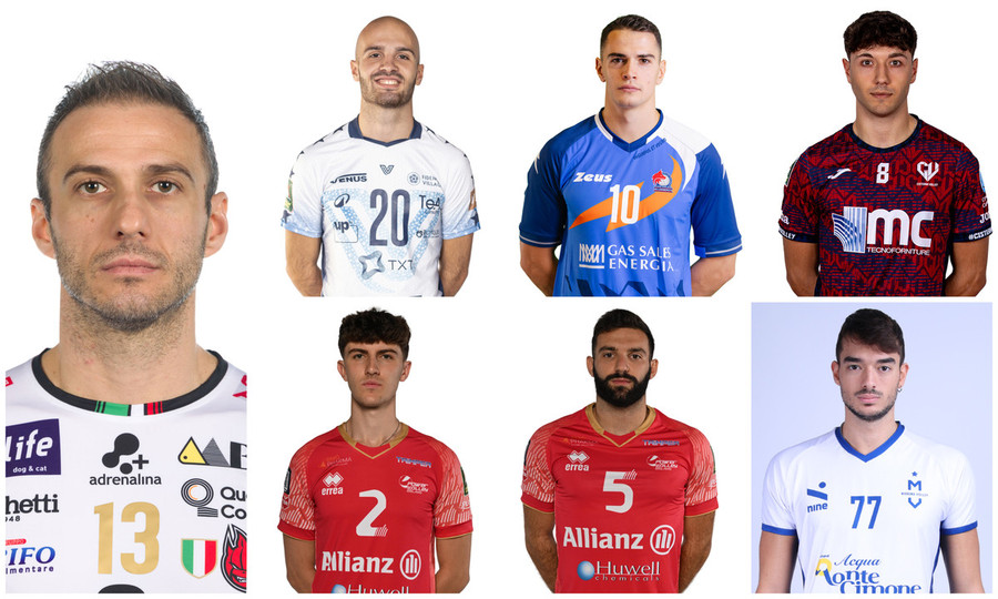 In senso orario, il veterano Colaci, Gaggini, Scanferla, Pace, Federici, Catania e Staforini