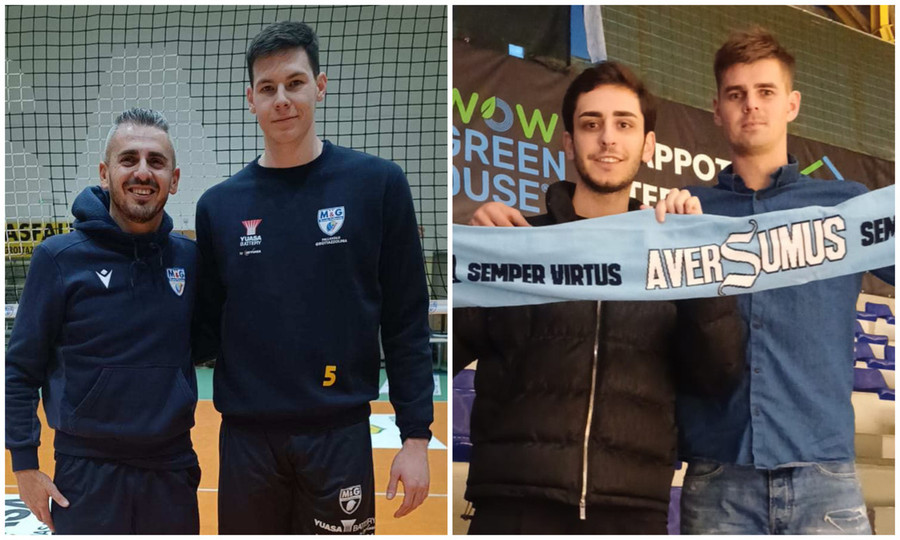 Bardanov con coach Ortenzi; Kevin Saar con il vicepresidente di Aversa Sergio Di Meo Jr