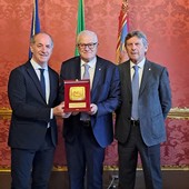 Il governatore Zaia con il vice presidente federale Adriano Bilato e il presidente del Comitato Regionale Fipav Veneto, Roberto Maso